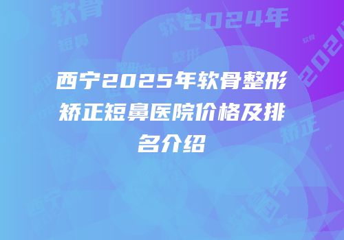 西宁2025年软骨整形矫正短鼻医院价格及排名介绍