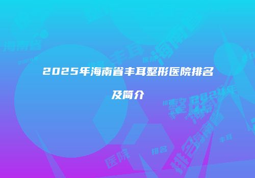 2025年海南省丰耳整形医院排名及简介
