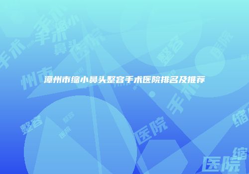 漳州市缩小鼻头整容手术医院排名及推荐