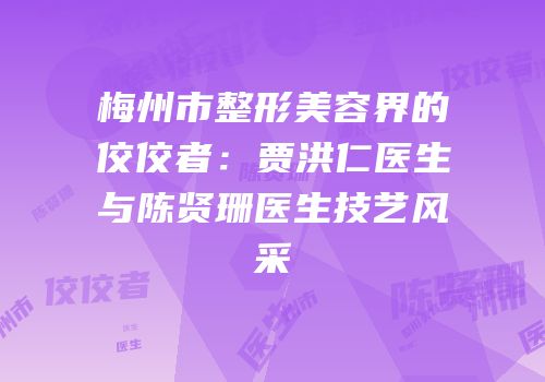 梅州市整形美容界的佼佼者：贾洪仁医生与陈贤珊医生技艺风采