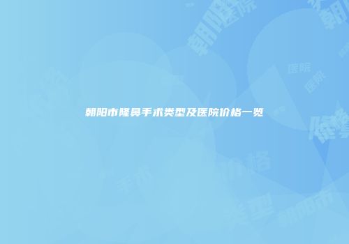 朝阳市隆鼻手术类型及医院价格一览