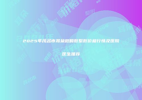 2025年茂名市耳朵微畸形整形价格行情及医院医生推荐