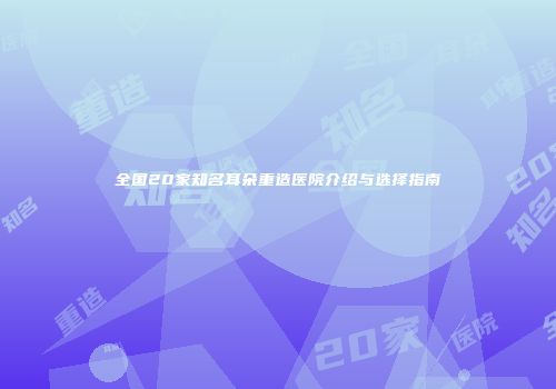 全国20家知名耳朵重造医院介绍与选择指南