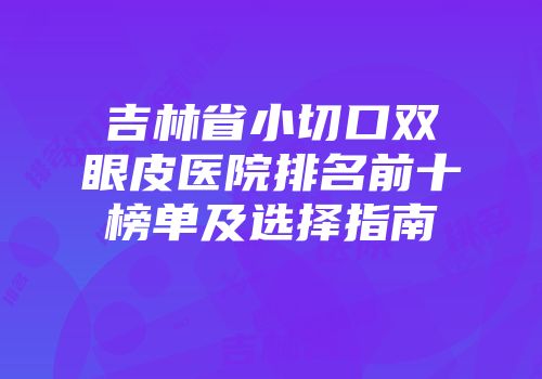 吉林省小切口双眼皮医院排名前十榜单及选择指南