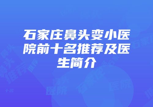 石家庄鼻头变小医院前十名推荐及医生简介