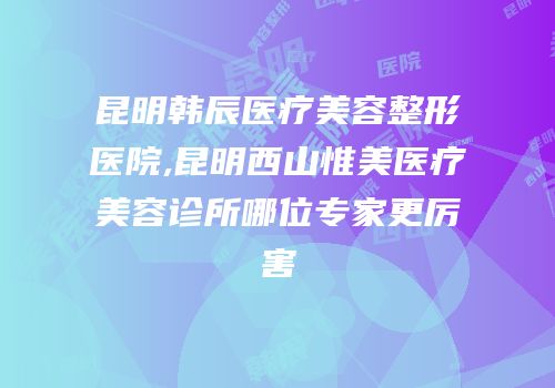 昆明韩辰医疗美容整形医院,昆明西山惟美医疗美容诊所哪位专家更厉害