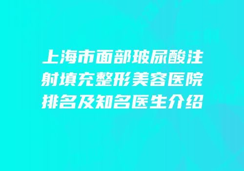 上海市面部玻尿酸注射填充整形美容医院排名及知名医生介绍