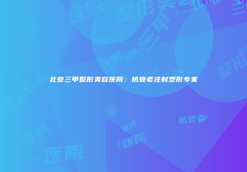 北京三甲整形美容医院：抗衰老注射塑形专家