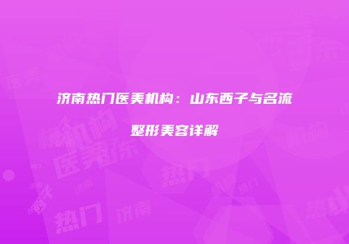 济南热门医美机构：山东西子与名流整形美容详解