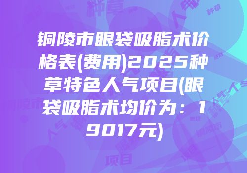 铜陵市眼袋吸脂术价格表(费用)2025种草特色人气项目(眼袋吸脂术均价为：19017元)