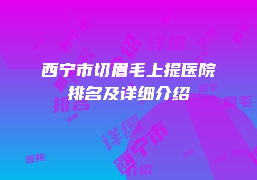 西宁市切眉毛上提医院排名及详细介绍