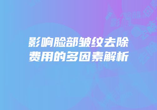 影响脸部皱纹去除费用的多因素解析