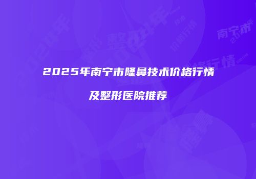 2025年南宁市隆鼻技术价格行情及整形医院推荐