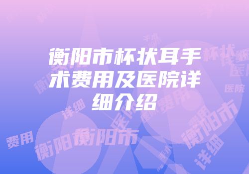 衡阳市杯状耳手术费用及医院详细介绍