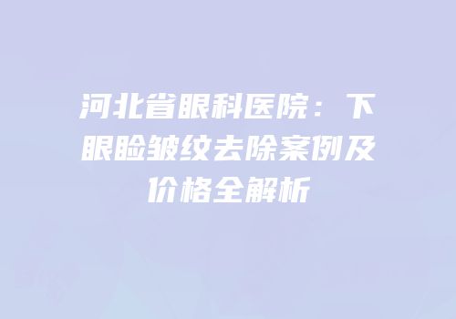 河北省眼科医院：下眼睑皱纹去除案例及价格全解析