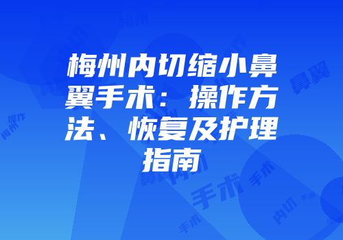 梅州内切缩小鼻翼手术：操作方法、恢复及护理指南