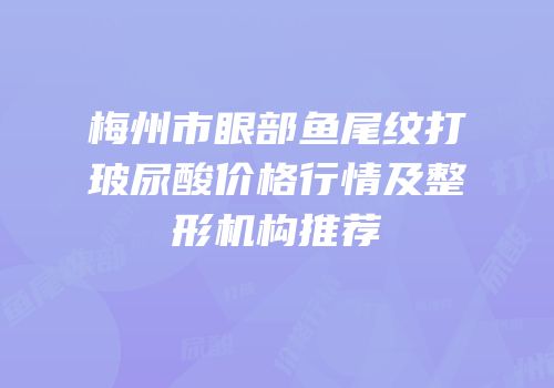 梅州市眼部鱼尾纹打玻尿酸价格行情及整形机构推荐