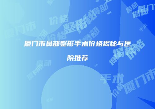 厦门市鼻部整形手术价格揭秘与医院推荐