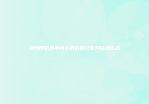盘锦市微创丰胸手术价格及机构信息汇总