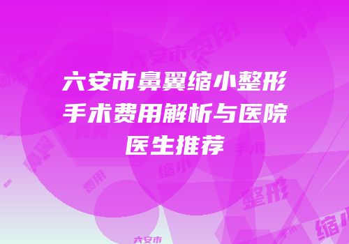 六安市鼻翼缩小整形手术费用解析与医院医生推荐