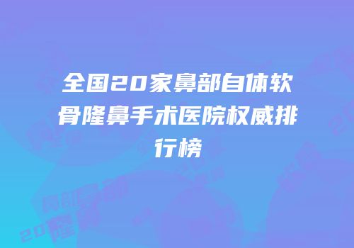 全国20家鼻部自体软骨隆鼻手术医院权威排行榜