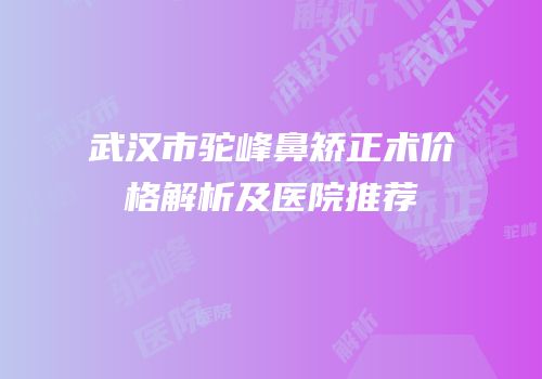 武汉市驼峰鼻矫正术价格解析及医院推荐