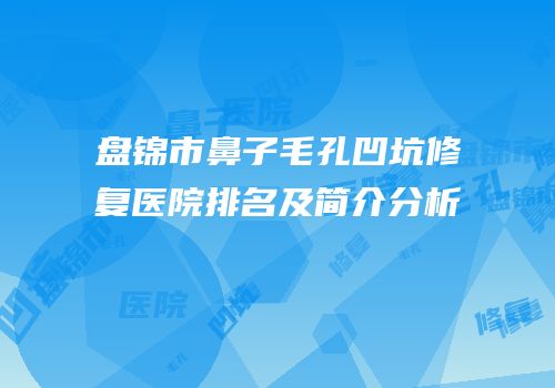 盘锦市鼻子毛孔凹坑修复医院排名及简介分析