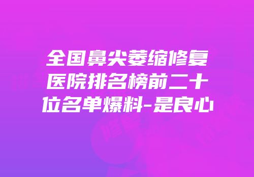 全国鼻尖萎缩修复医院排名榜前二十位名单爆料-是良心