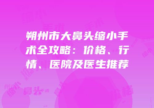 朔州市大鼻头缩小手术全攻略：价格、行情、医院及医生推荐