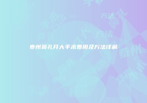 泰州鼻孔开大手术费用及方法详解