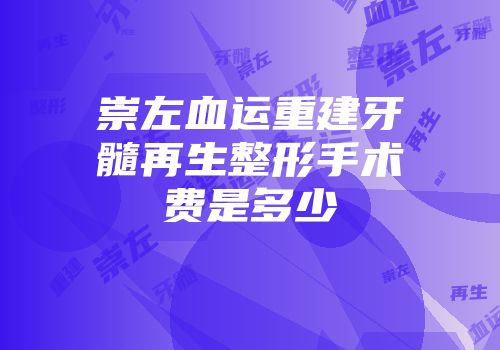 崇左血运重建牙髓再生整形手术费是多少