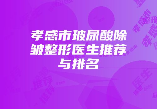 孝感市玻尿酸除皱整形医生推荐与排名