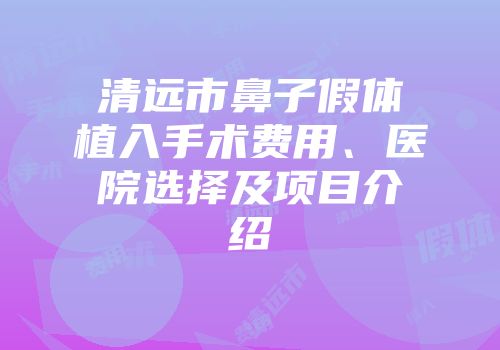 清远市鼻子假体植入手术费用、医院选择及项目介绍