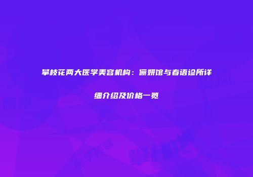 攀枝花两大医学美容机构：俪妍馆与春语诊所详细介绍及价格一览