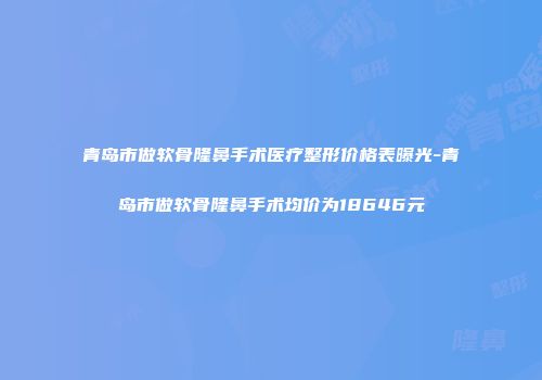 青岛市做软骨隆鼻手术医疗整形价格表曝光-青岛市做软骨隆鼻手术均价为18646元