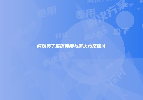 铜陵鼻子整形费用与解决方案探讨