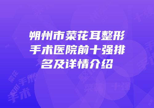 朔州市菜花耳整形手术医院前十强排名及详情介绍