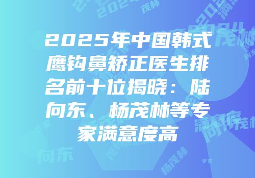 2025年中国韩式鹰钩鼻矫正医生排名前十位揭晓：陆向东、杨茂林等专家满意度高