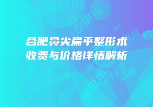合肥鼻尖扁平整形术收费与价格详情解析