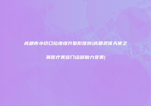 成都市小切口拉皮提升整形医院(成都武侯天使之翼医疗美容门诊部助力变美)
