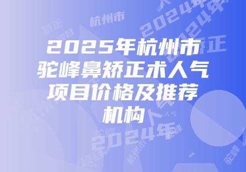 2025年杭州市驼峰鼻矫正术人气项目价格及推荐机构