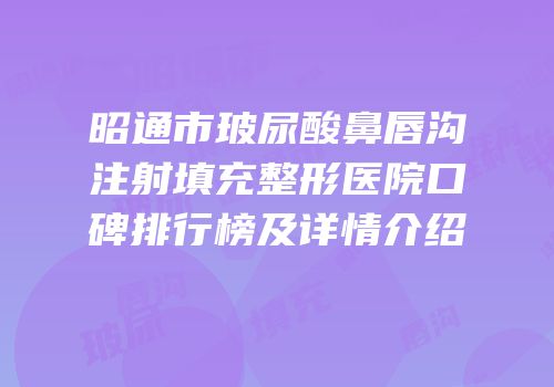 昭通市玻尿酸鼻唇沟注射填充整形医院口碑排行榜及详情介绍