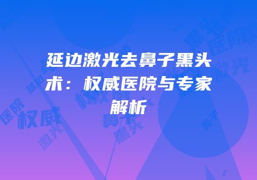 延边激光去鼻子黑头术：权威医院与专家解析