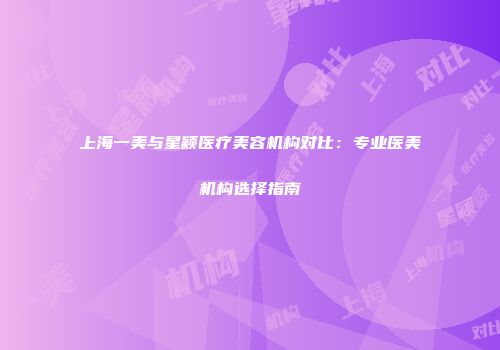 上海一美与星颖医疗美容机构对比：专业医美机构选择指南