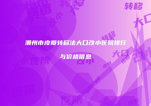 潮州市皮瓣转移法大口改小医院排行与价格信息