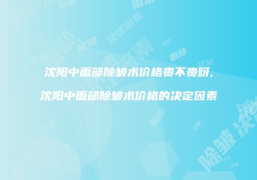 沈阳中面部除皱术价格贵不贵呀,沈阳中面部除皱术价格的决定因素