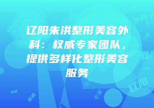 辽阳朱洪整形美容外科：权威专家团队，提供多样化整形美容服务