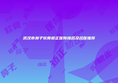 武汉市鼻子软骨矫正医院排名及名医推荐