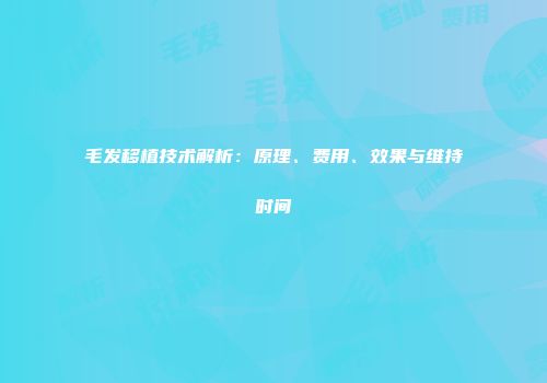 毛发移植技术解析：原理、费用、效果与维持时间