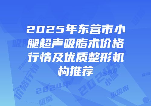 2025年东营市小腿超声吸脂术价格行情及优质整形机构推荐